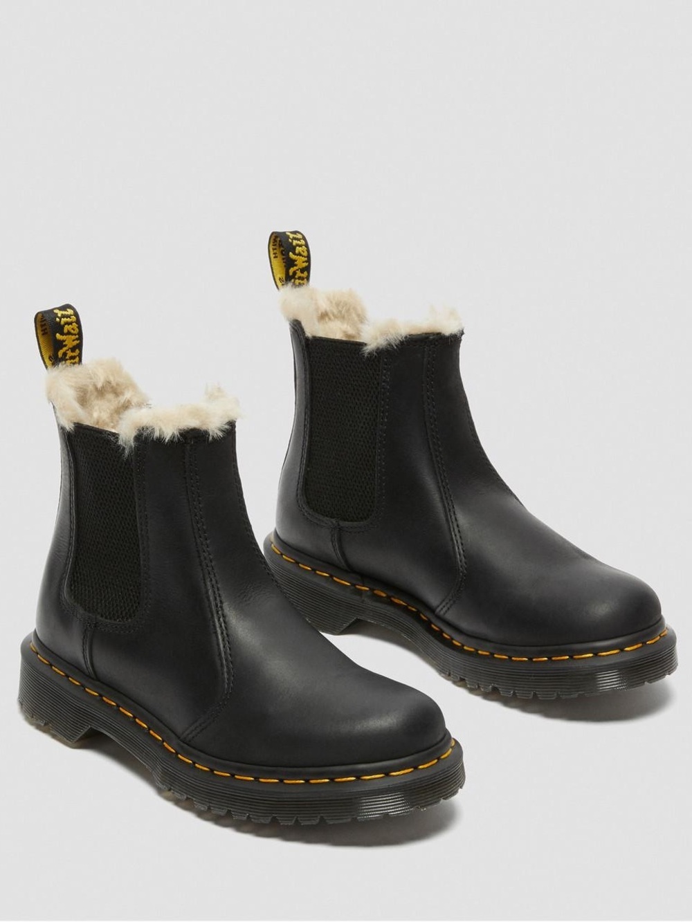 Dr. Martens 2976 Lenore Faux Fur Lined Chelsea Boots Grunge Women’s Black Size 7